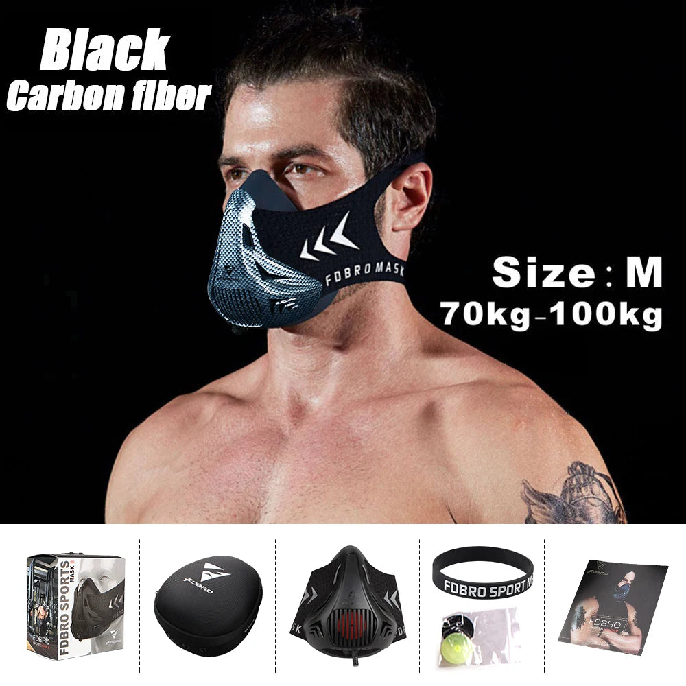 FDBRO Sport MASK Training Running Mask Pro Fitness Gym Workout Cycling Elevation High Altitude Training Conditioning Sports Mask