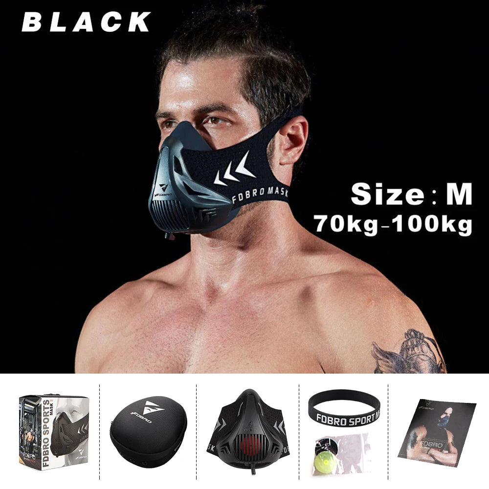 FDBRO Sport MASK Training Running Mask Pro Fitness Gym Workout Cycling Elevation High Altitude Training Conditioning Sports Mask