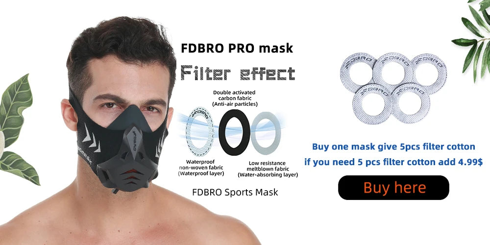 FDBRO Sport MASK Training Running Mask Pro Fitness Gym Workout Cycling Elevation High Altitude Training Conditioning Sports Mask