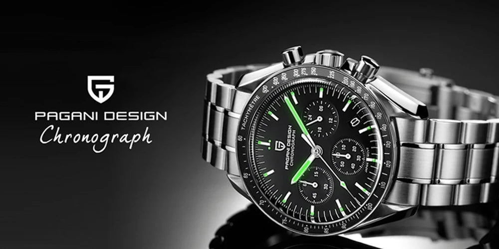 PAGANI DESIGN 2025 New Moon Watch Retro Luxury Quartz Watches For Men Stainless steel Luminous waterproof Sport Chronograph Man