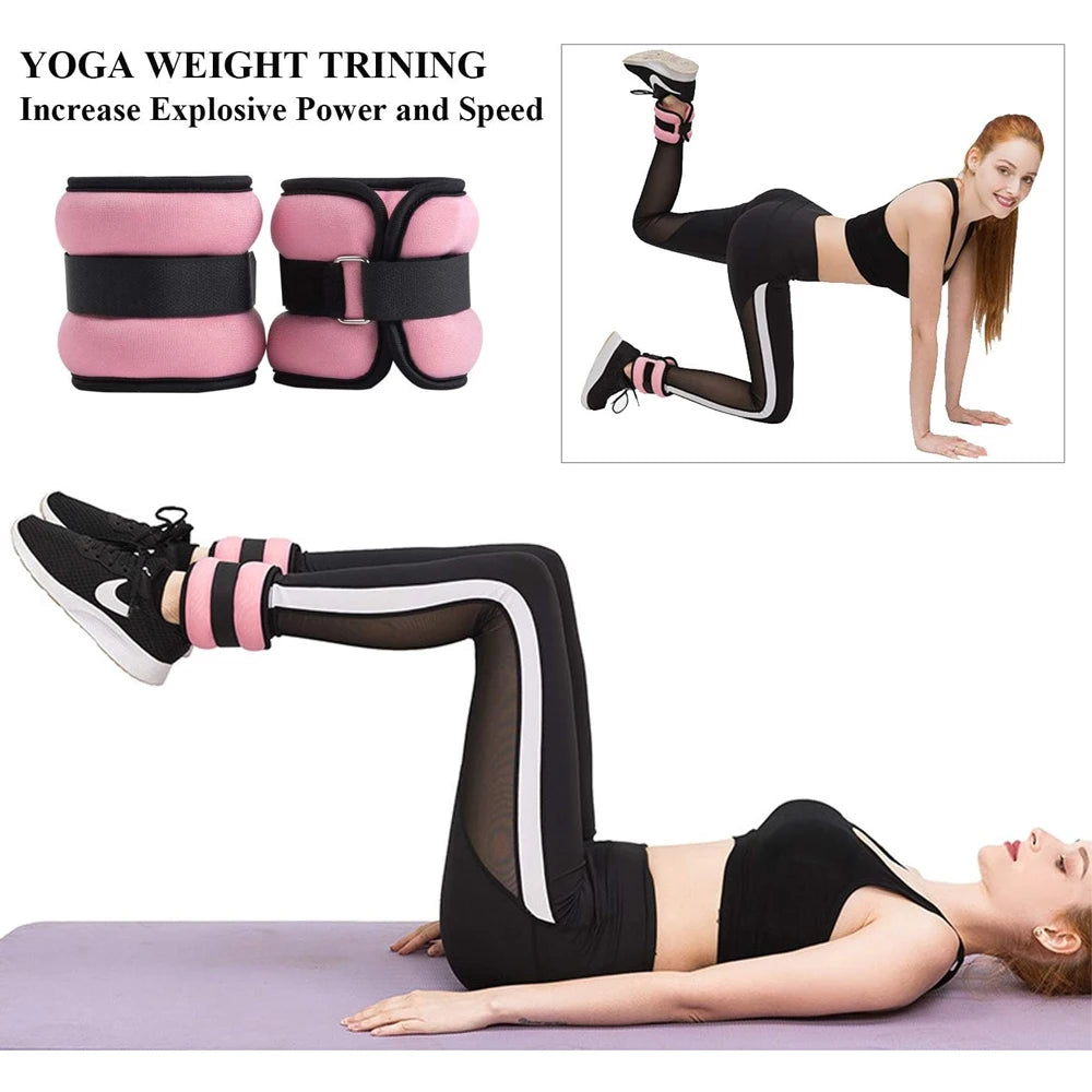 1Pair Adjustable Ankle Weights (0.5kg/1kg) - Neoprene Leg & Arm Straps for Fitness, Aerobics, Physical Therapy - Women, Men,Kids