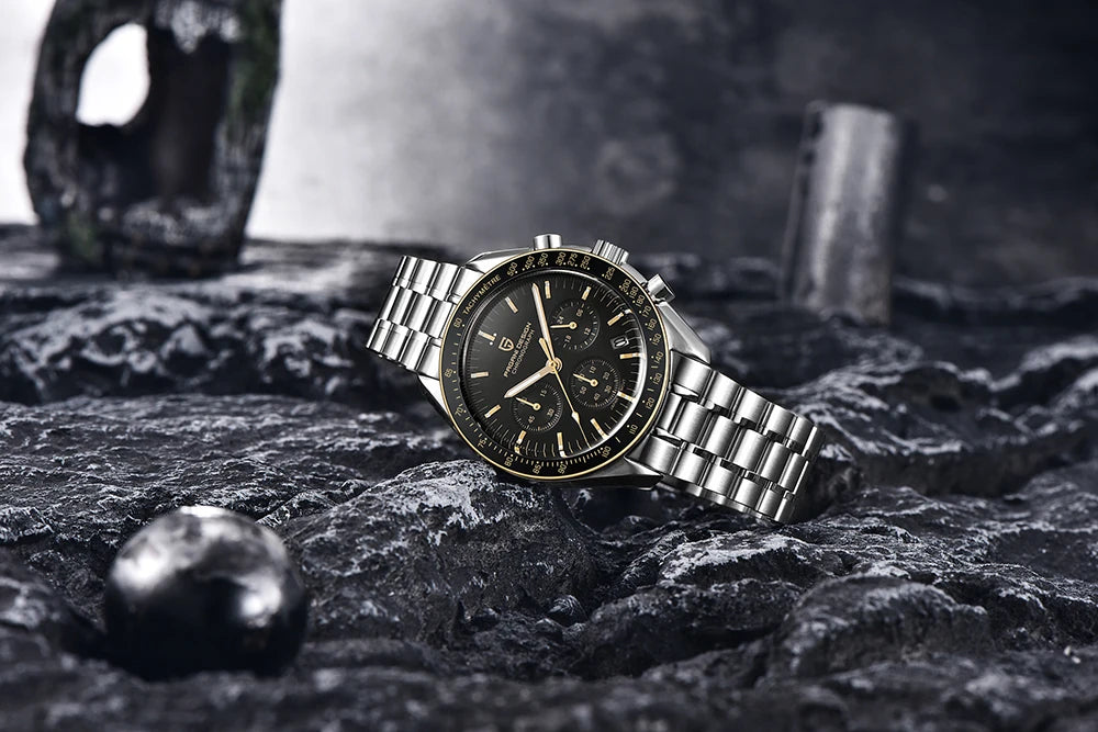 PAGANI DESIGN 2025 New Moon Watch Retro Luxury Quartz Watches For Men Stainless steel Luminous waterproof Sport Chronograph Man