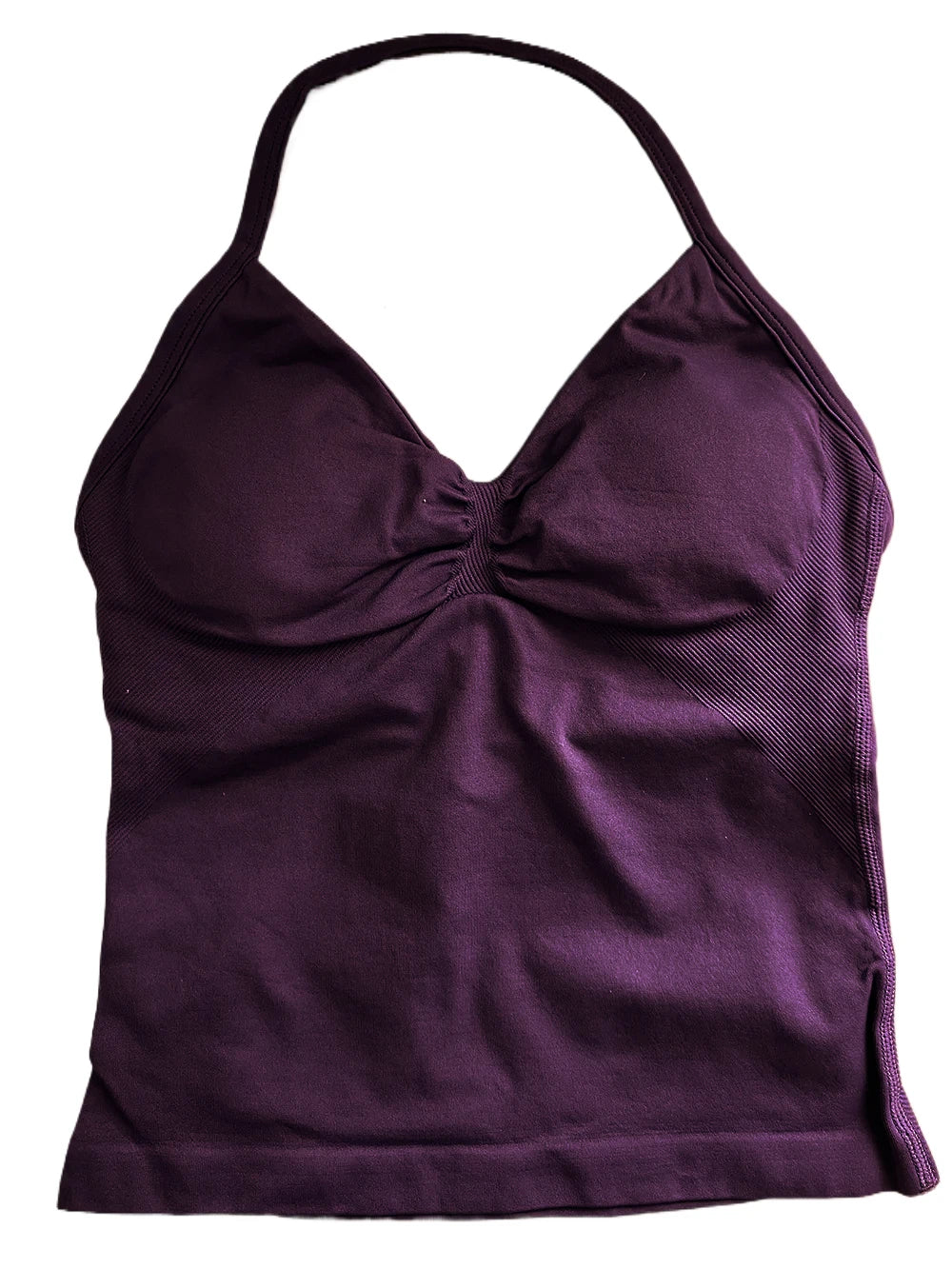 Longline Strappy Gym Top Women Clothes Sports Shirts Yoga Vest Built in Bra With Cups Halter Fitness Backless Workout Tank Top