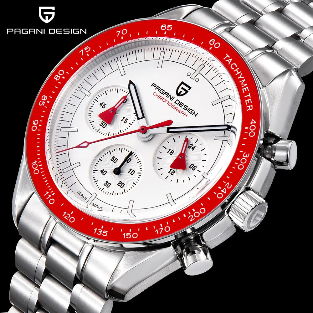 PAGANI DESIGN 2025 New Moon Watch Retro Luxury Quartz Watches For Men Stainless steel Luminous waterproof Sport Chronograph Man