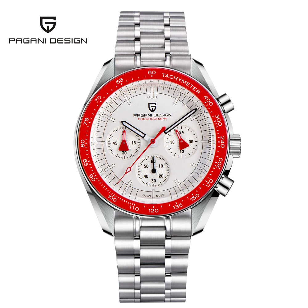 PAGANI DESIGN 2025 New Moon Watch Retro Luxury Quartz Watches For Men Stainless steel Luminous waterproof Sport Chronograph Man