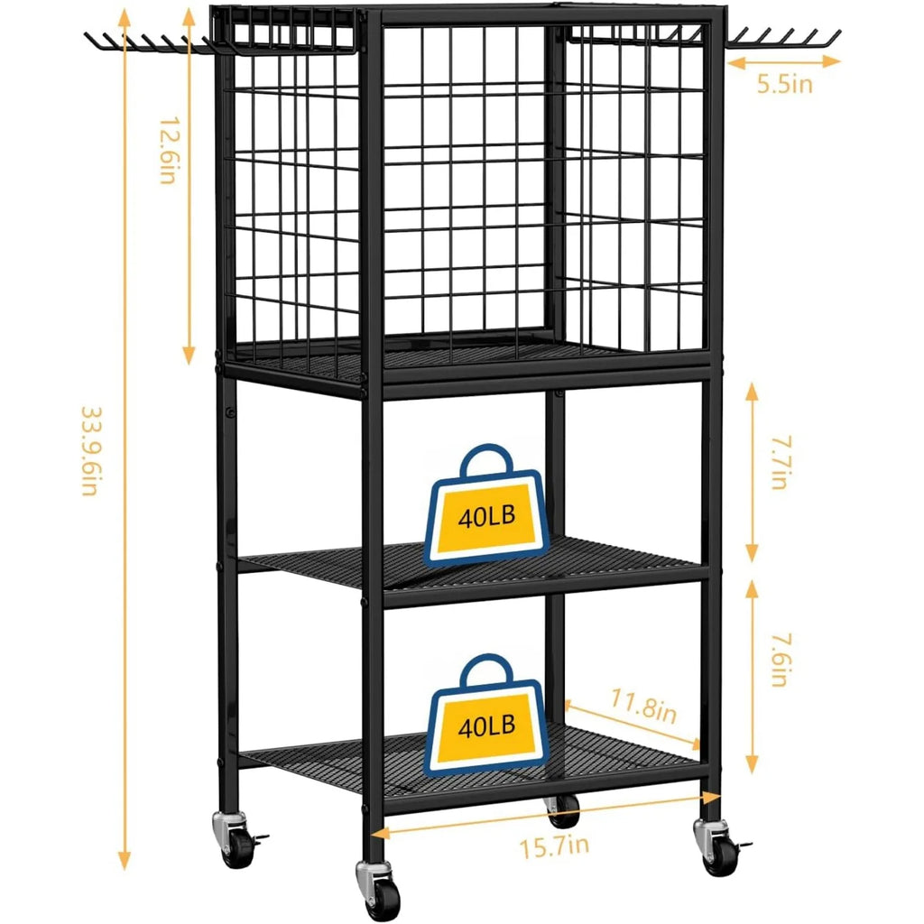 Home Gym Weight Rack with Storage Hooks - Organizer for Dumbbells, Resistance Bands & Yoga Mat