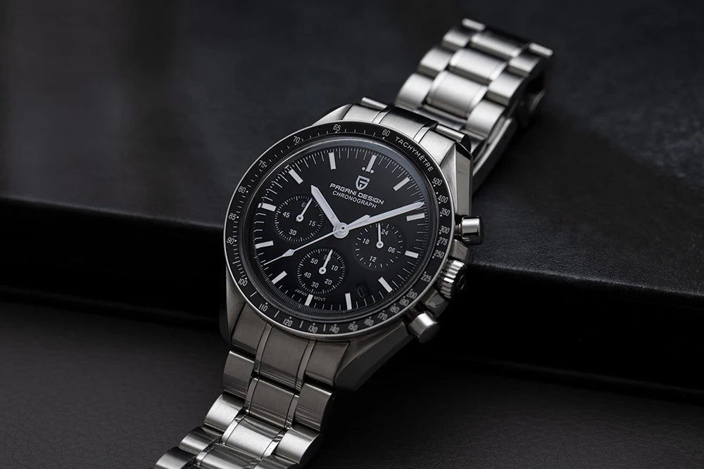 PAGANI DESIGN 2025 New Moon Watch Retro Luxury Quartz Watches For Men Stainless steel Luminous waterproof Sport Chronograph Man