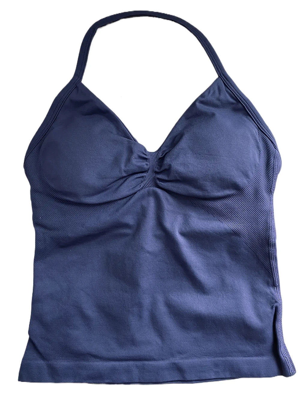 Longline Strappy Gym Top Women Clothes Sports Shirts Yoga Vest Built in Bra With Cups Halter Fitness Backless Workout Tank Top