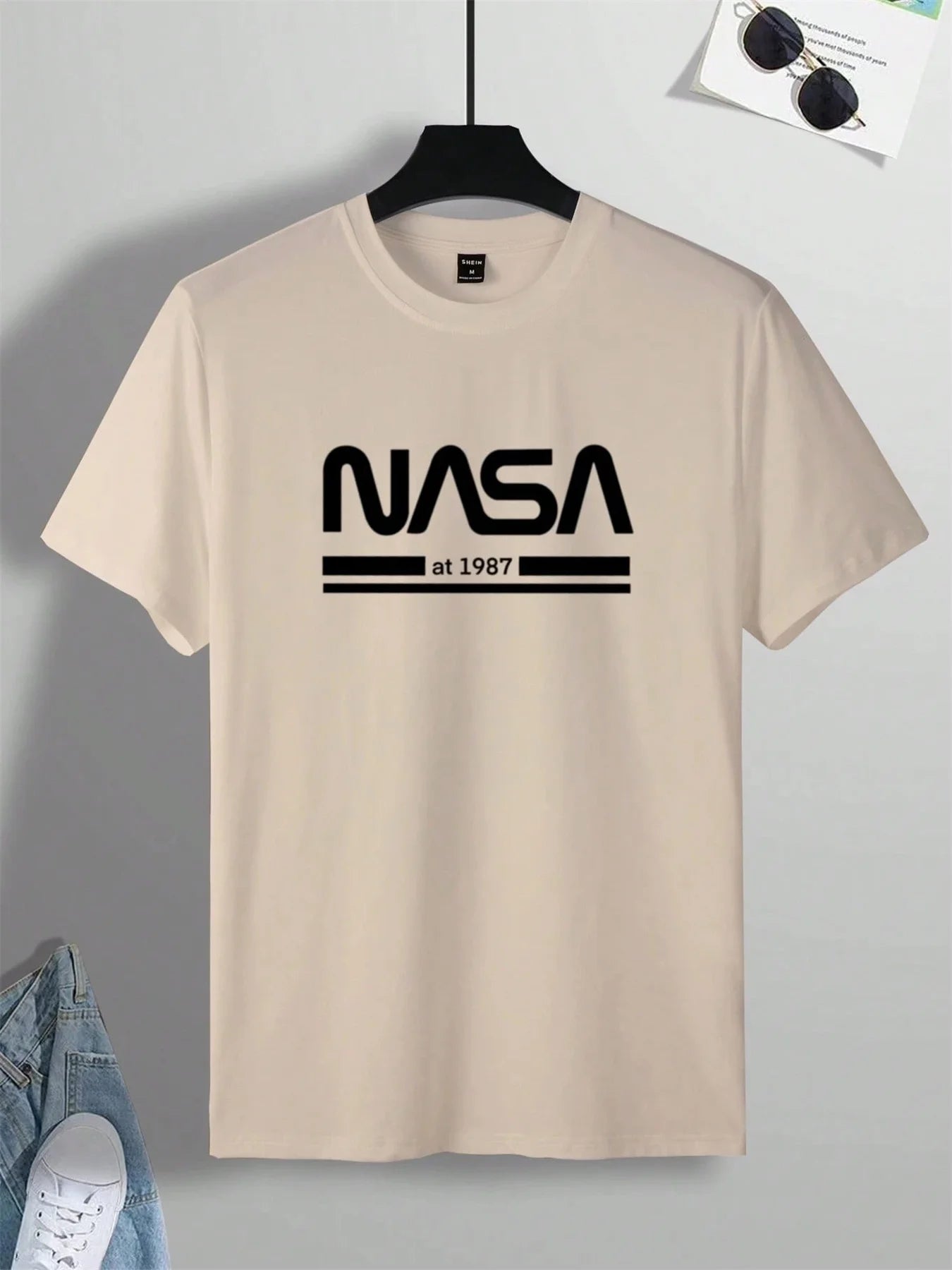 Men's summer 100% cotton fashionable casual loose fit plus size letter pattern printed sports round neck short sleeved T-shirt
