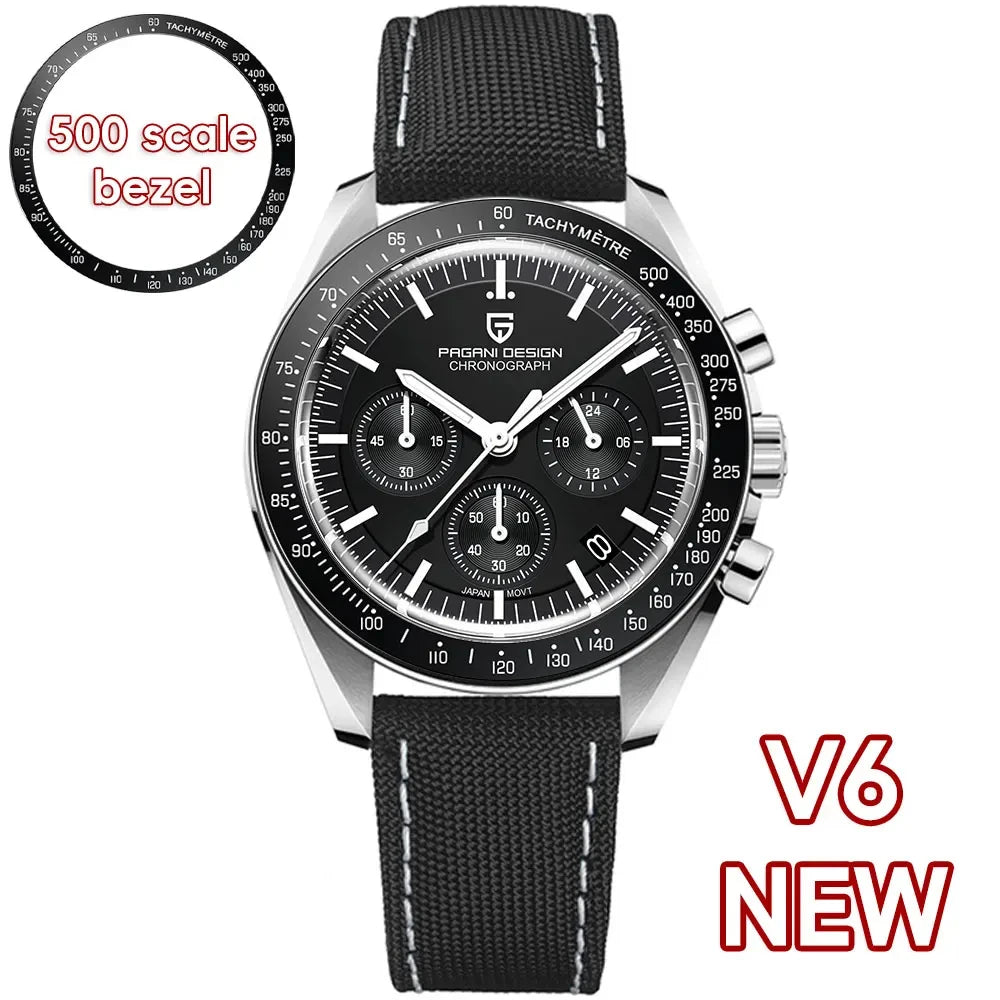 PAGANI DESIGN 2025 New Moon Watch Retro Luxury Quartz Watches For Men Stainless steel Luminous waterproof Sport Chronograph Man