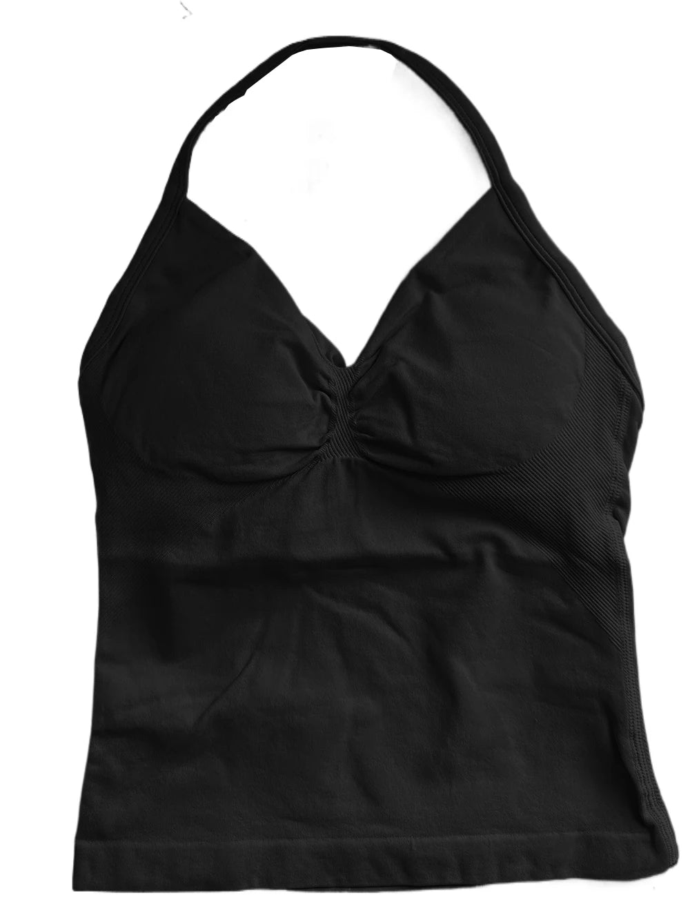 Longline Strappy Gym Top Women Clothes Sports Shirts Yoga Vest Built in Bra With Cups Halter Fitness Backless Workout Tank Top