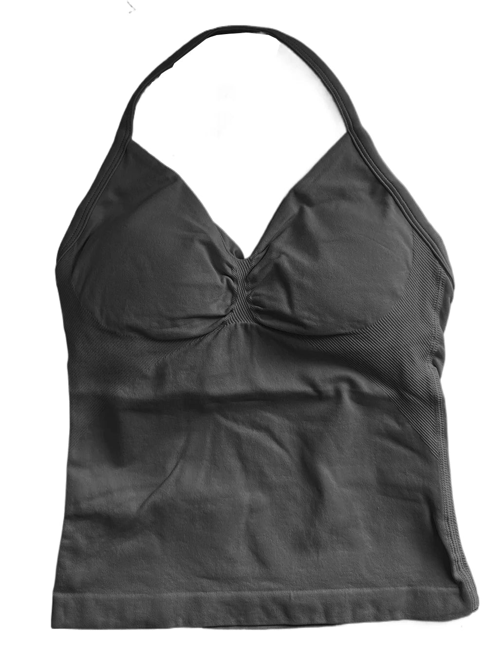 Longline Strappy Gym Top Women Clothes Sports Shirts Yoga Vest Built in Bra With Cups Halter Fitness Backless Workout Tank Top