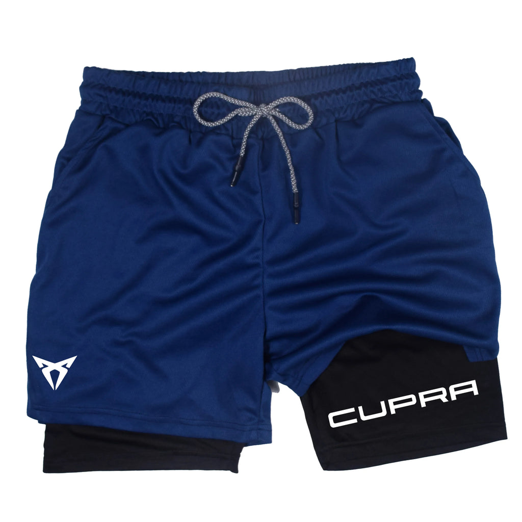 Men's Two-in-one Sports Shorts Breathable Casual Quick-drying Double-layer Shorts Summer Running Sportswear Bottoms M-3XL