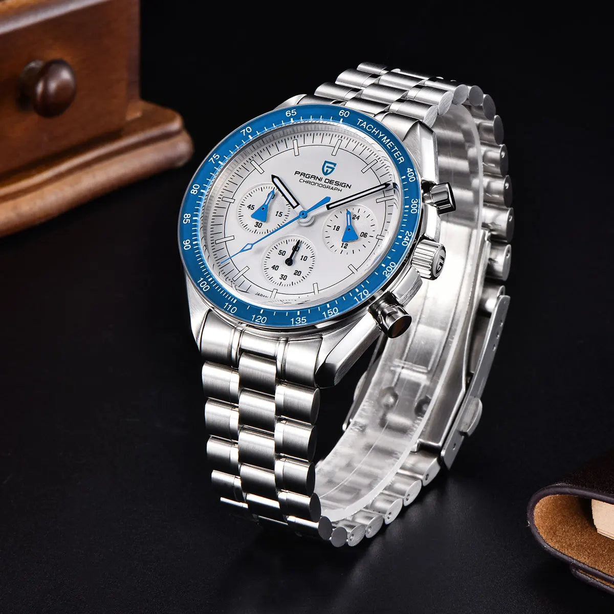 PAGANI DESIGN 2025 New Moon Watch Retro Luxury Quartz Watches For Men Stainless steel Luminous waterproof Sport Chronograph Man