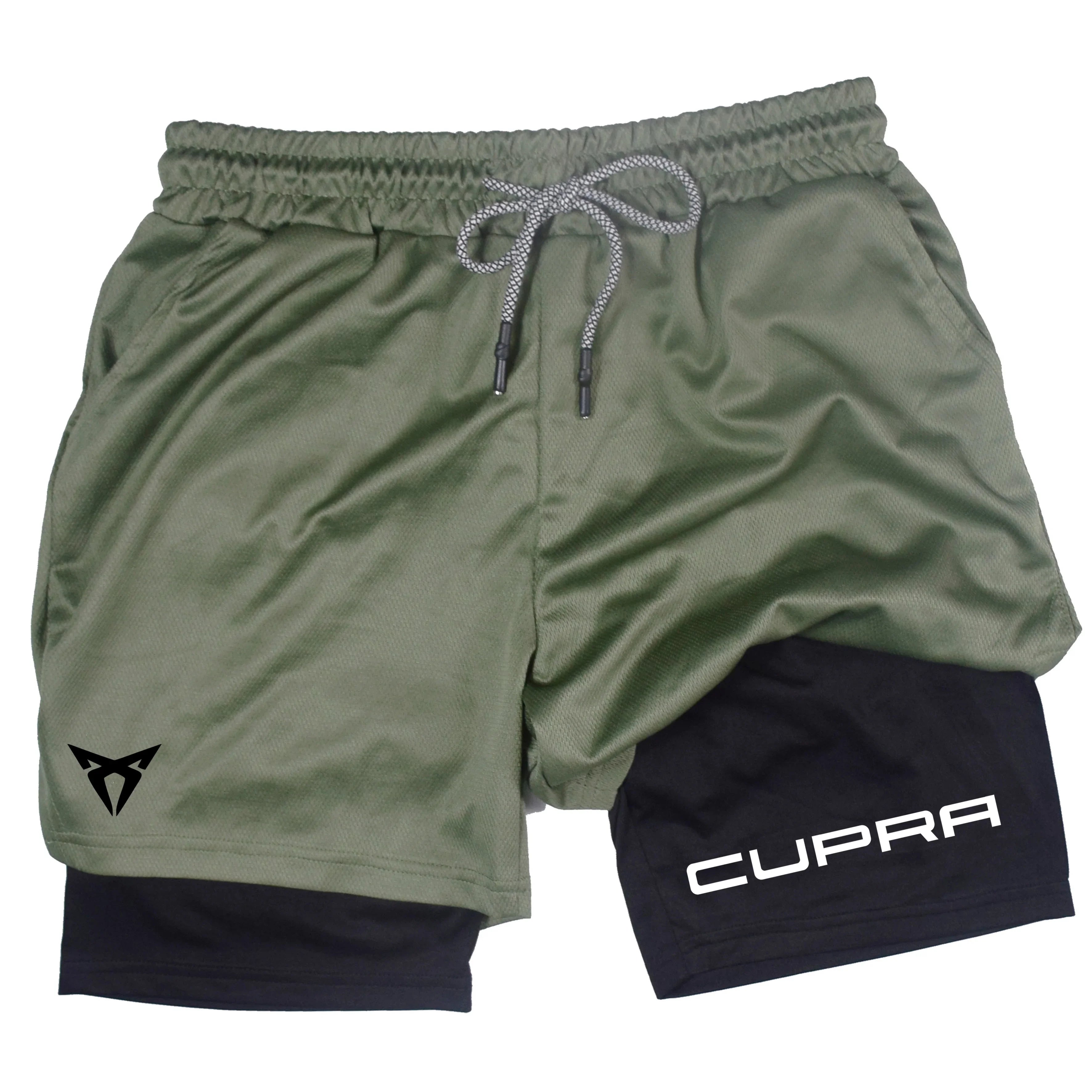 Men's Two-in-one Sports Shorts Breathable Casual Quick-drying Double-layer Shorts Summer Running Sportswear Bottoms M-3XL