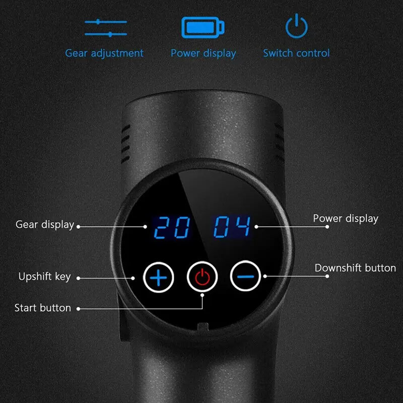 Deep Muscle Massage Gun Electric Percussion Pistol Massager For Body Neck Back Leg Fitness Tool 30 Levels