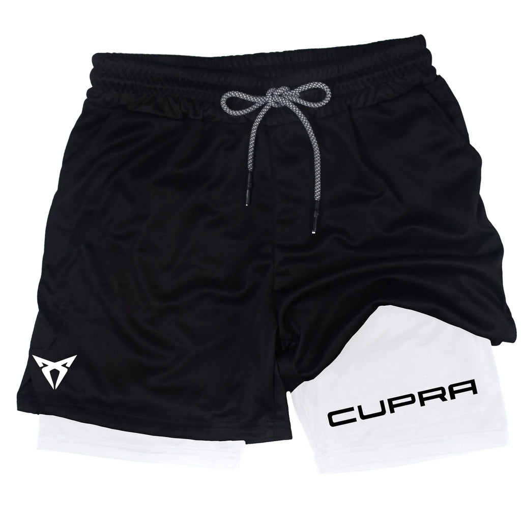 Men's Two-in-one Sports Shorts Breathable Casual Quick-drying Double-layer Shorts Summer Running Sportswear Bottoms M-3XL
