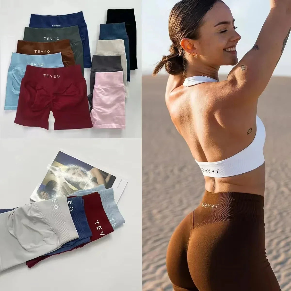 TEVEO Leggings Joggings Women Seamless Yoga Pants High Quality Gym Leggings Ribbed Fitness Pants High Stretch Fitness Tight