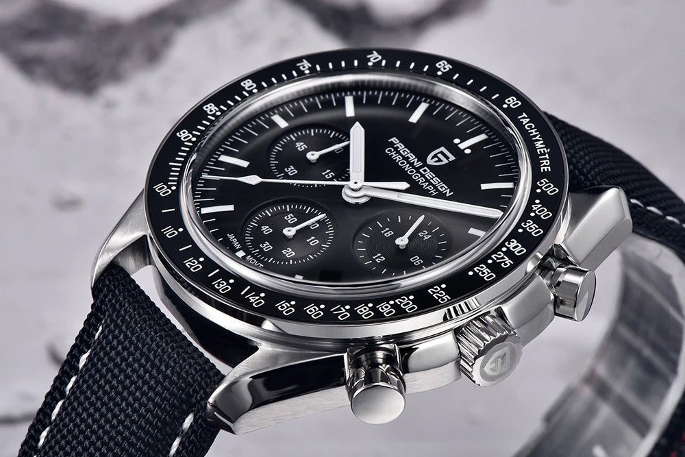 PAGANI DESIGN 2025 New Moon Watch Retro Luxury Quartz Watches For Men Stainless steel Luminous waterproof Sport Chronograph Man