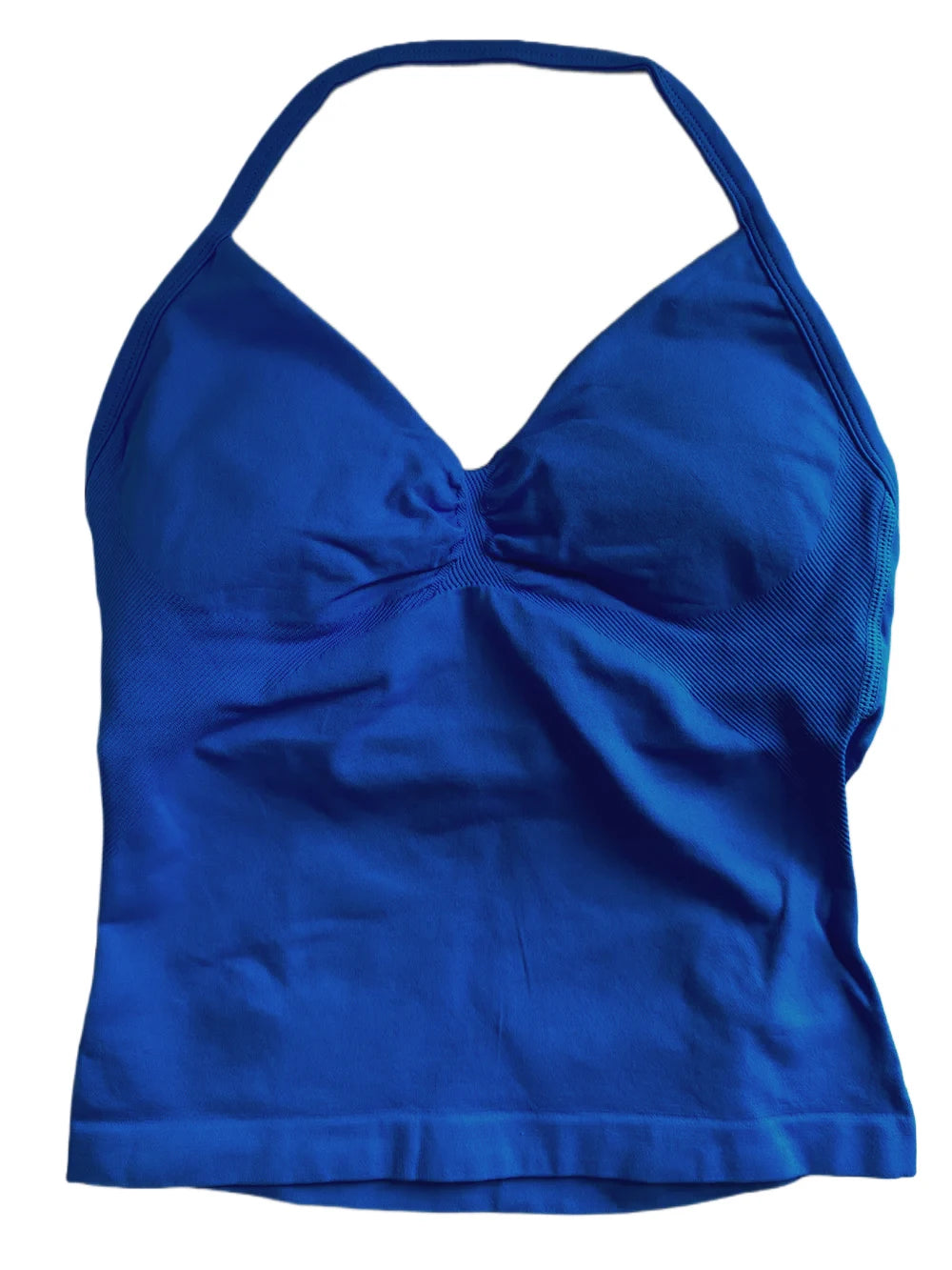 Longline Strappy Gym Top Women Clothes Sports Shirts Yoga Vest Built in Bra With Cups Halter Fitness Backless Workout Tank Top