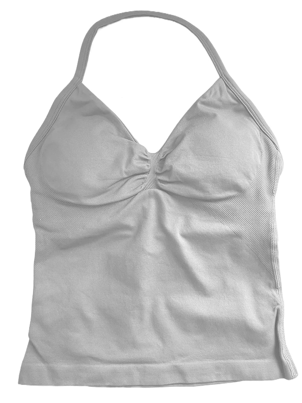 Longline Strappy Gym Top Women Clothes Sports Shirts Yoga Vest Built in Bra With Cups Halter Fitness Backless Workout Tank Top