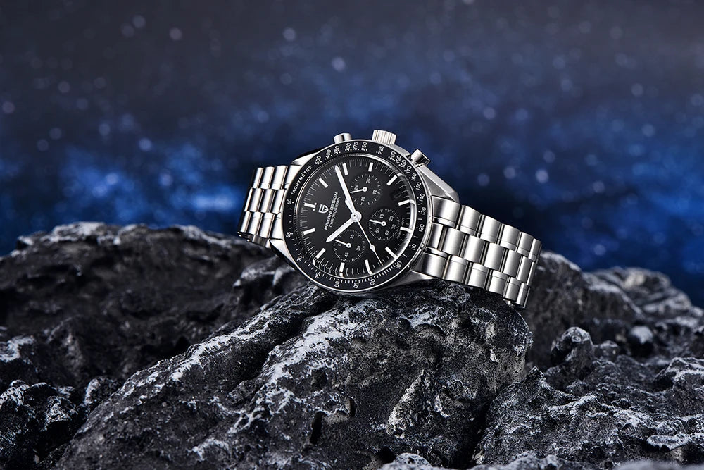 PAGANI DESIGN 2025 New Moon Watch Retro Luxury Quartz Watches For Men Stainless steel Luminous waterproof Sport Chronograph Man