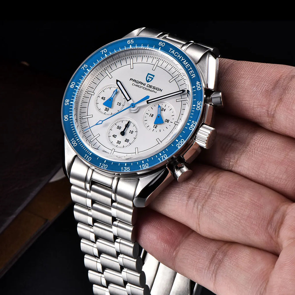 PAGANI DESIGN 2025 New Moon Watch Retro Luxury Quartz Watches For Men Stainless steel Luminous waterproof Sport Chronograph Man