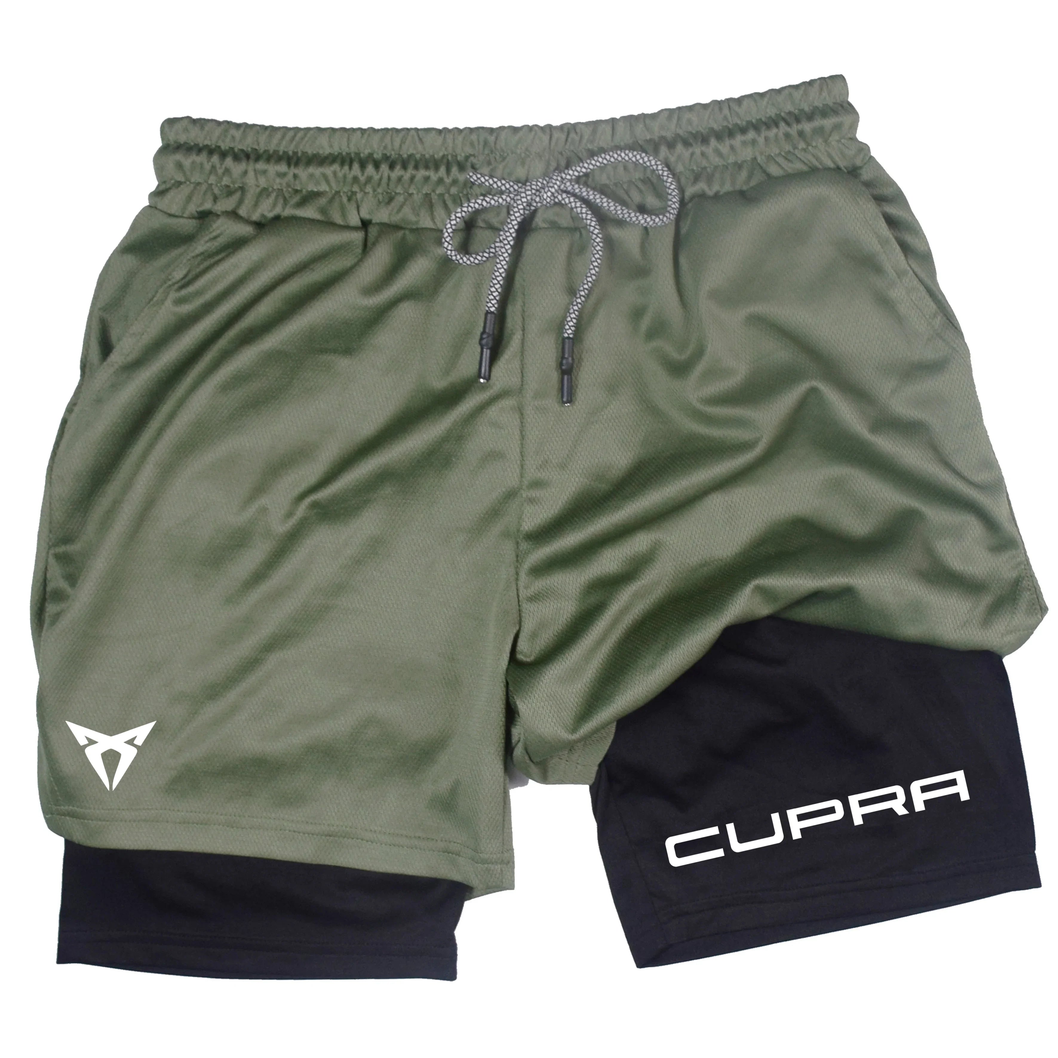 Men's Two-in-one Sports Shorts Breathable Casual Quick-drying Double-layer Shorts Summer Running Sportswear Bottoms M-3XL