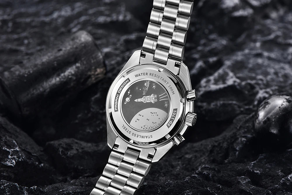 PAGANI DESIGN 2025 New Moon Watch Retro Luxury Quartz Watches For Men Stainless steel Luminous waterproof Sport Chronograph Man