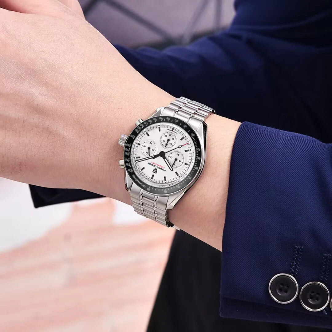 PAGANI DESIGN 2025 New Moon Watch Retro Luxury Quartz Watches For Men Stainless steel Luminous waterproof Sport Chronograph Man