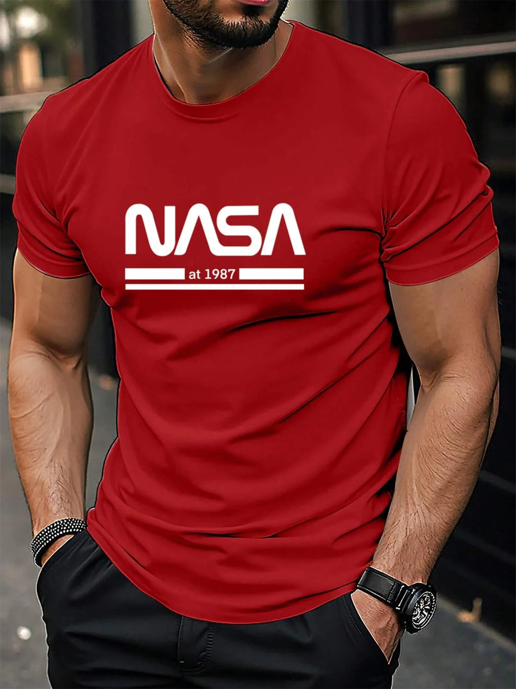 Men's summer 100% cotton fashionable casual loose fit plus size letter pattern printed sports round neck short sleeved T-shirt