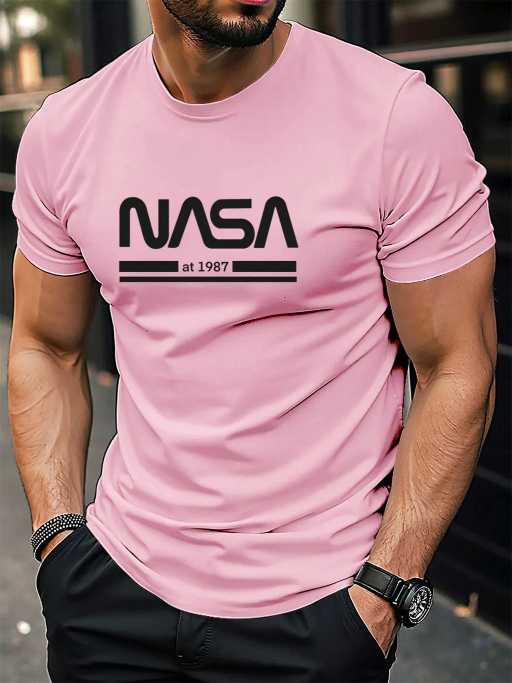 Men's summer 100% cotton fashionable casual loose fit plus size letter pattern printed sports round neck short sleeved T-shirt