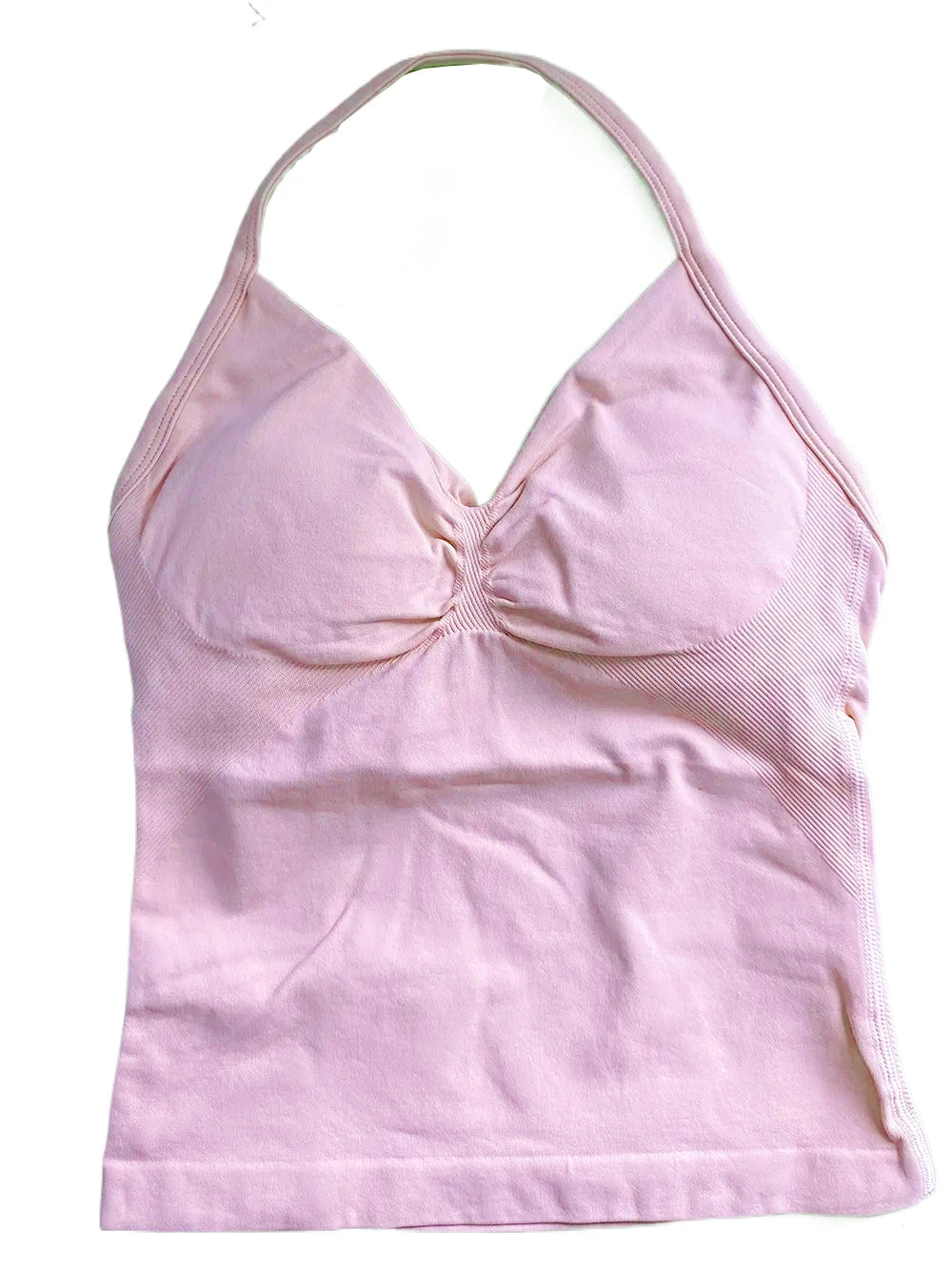 Longline Strappy Gym Top Women Clothes Sports Shirts Yoga Vest Built in Bra With Cups Halter Fitness Backless Workout Tank Top